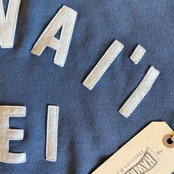 HAWAI`I NEI - ivory on blue fade