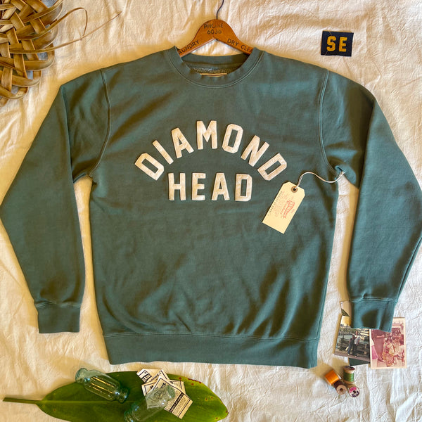 DIAMOND HEAD- ivory on forest green